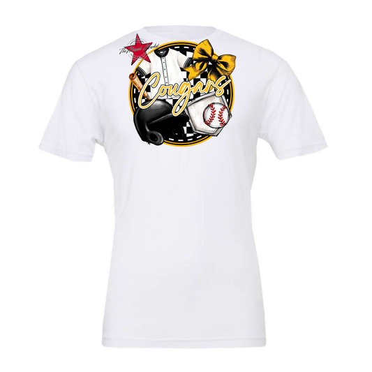 Cougars Circle Baseball Design-Yellow