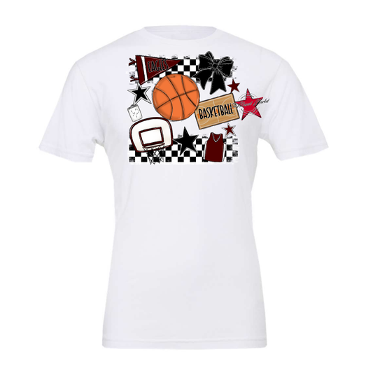 Eagles Basketball Checkers Design-Maroon