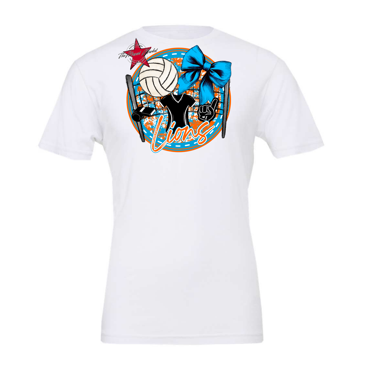 Lions Circle Volleyball Design-Carolina Blue-Yellow