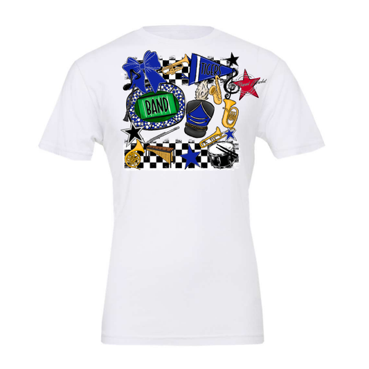 Tigers Checkers Band Spirit Design-Royal Blue