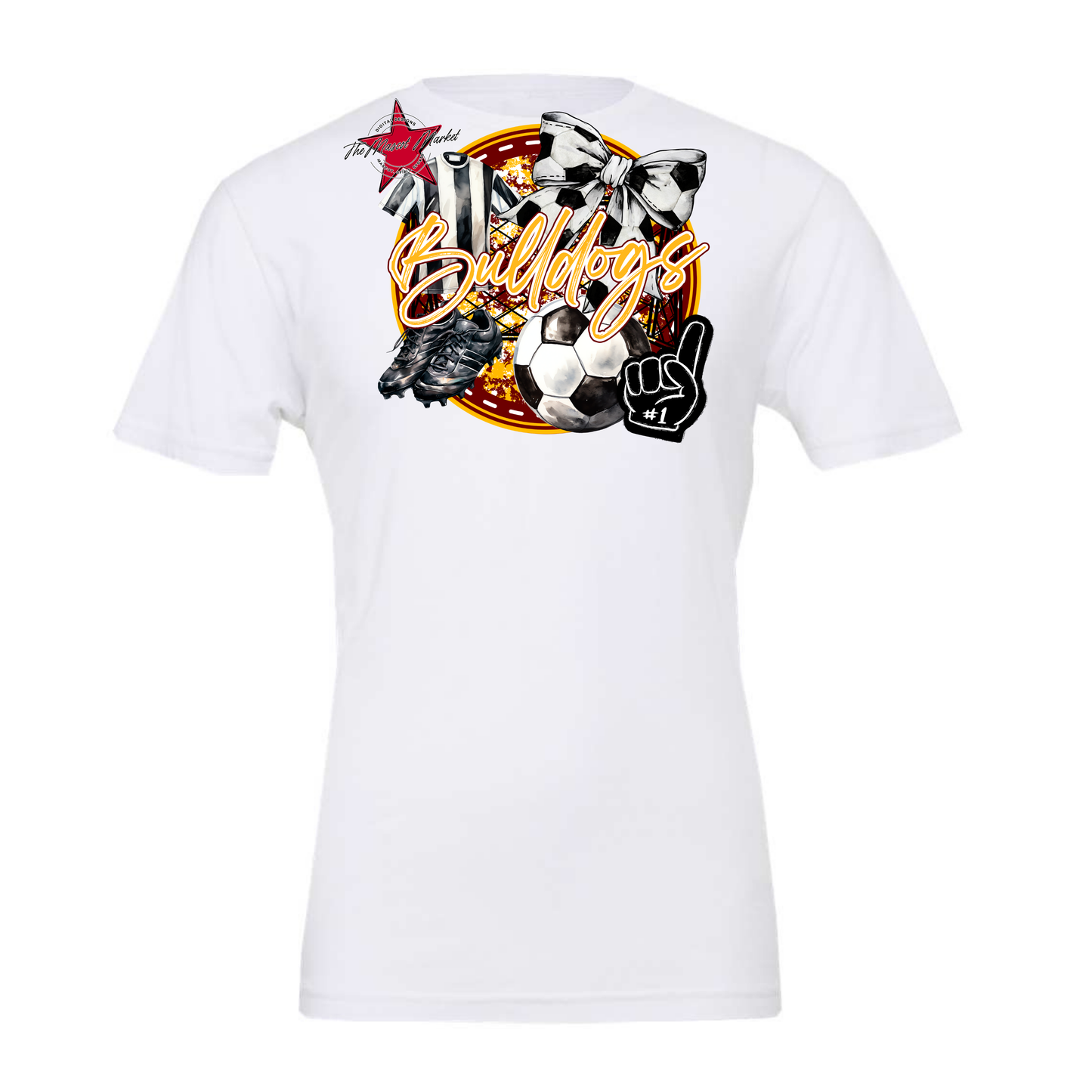 Bulldogs Circle Soccer Design-Maroon-Yellow