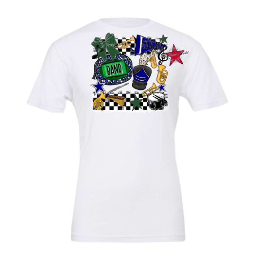 Cougars Checkers Band Spirit Design-Blue-Green