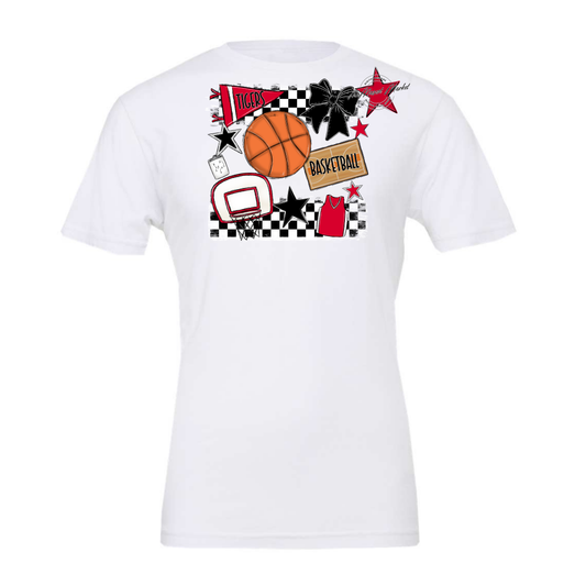 Tigers Checkers Basketball Spirit Design-Red