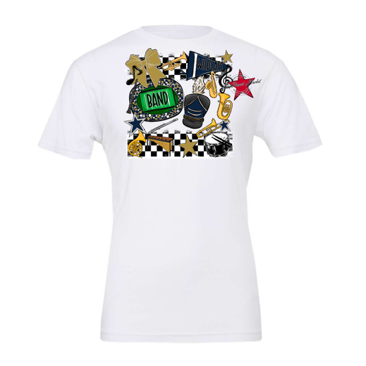 Wildcats Checkers Band Spirit Design-Navy-Gold