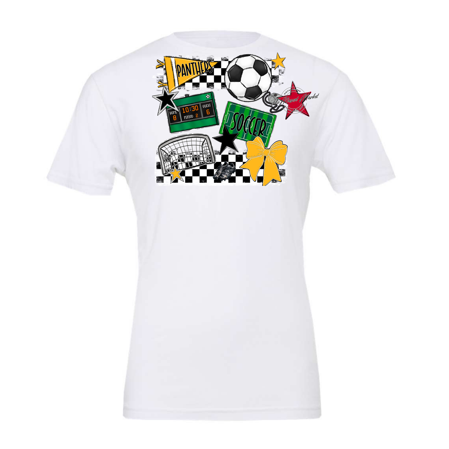 Panthers Checkers Soccer Spirit Design-Yellow