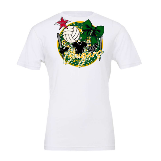 Cougars Circle Volleyball Design-Green-Yellow