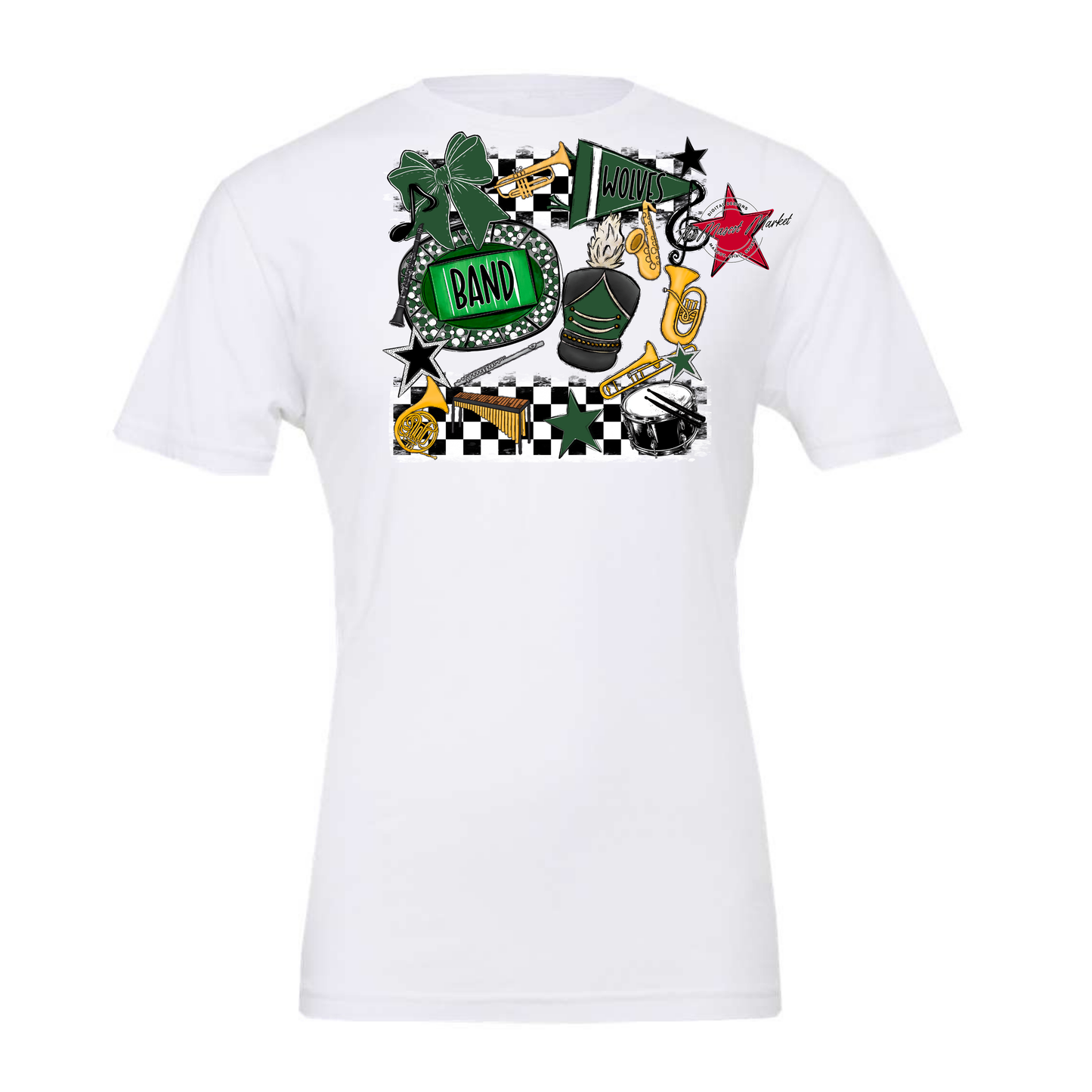 Wolves Checkers Band Spirit Design-Green
