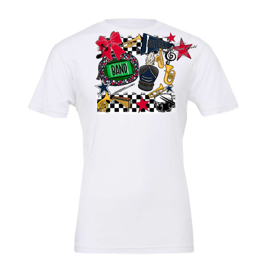 Bulldogs Checkers Band Spirit Design-Navy-Red