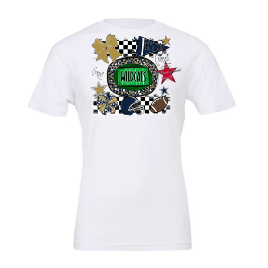 Wildcats Checkers Spirit Design-Navy-Gold