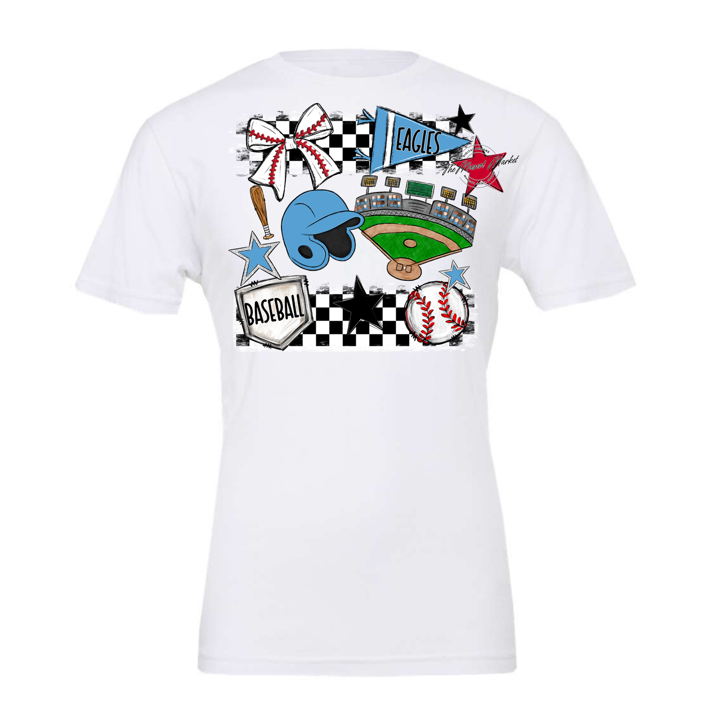 Eagles Baseball Checkers Design-Carolina Blue