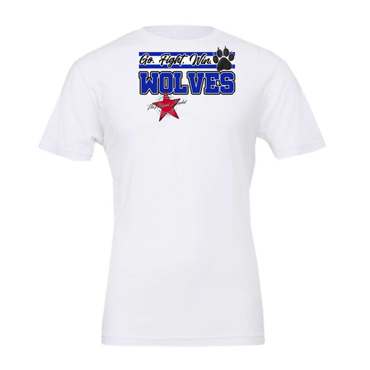 Wolves Go Fight Win Mascot Lines-Blue