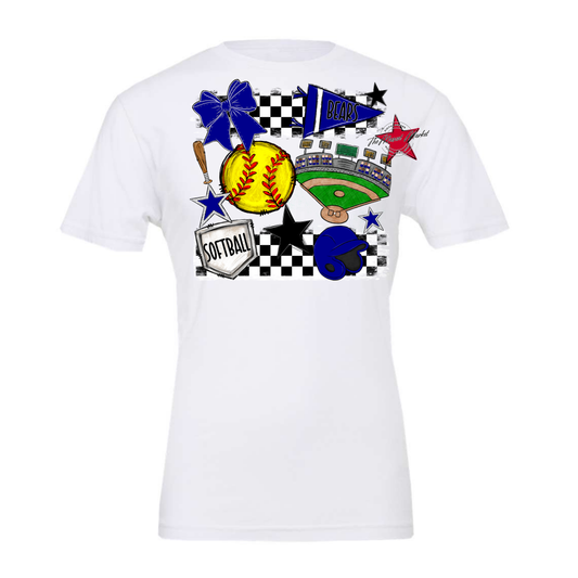 Bears Softball Checkers Design-Blue