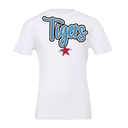 Tigers Faux Chenille Patch-Carolina Blue