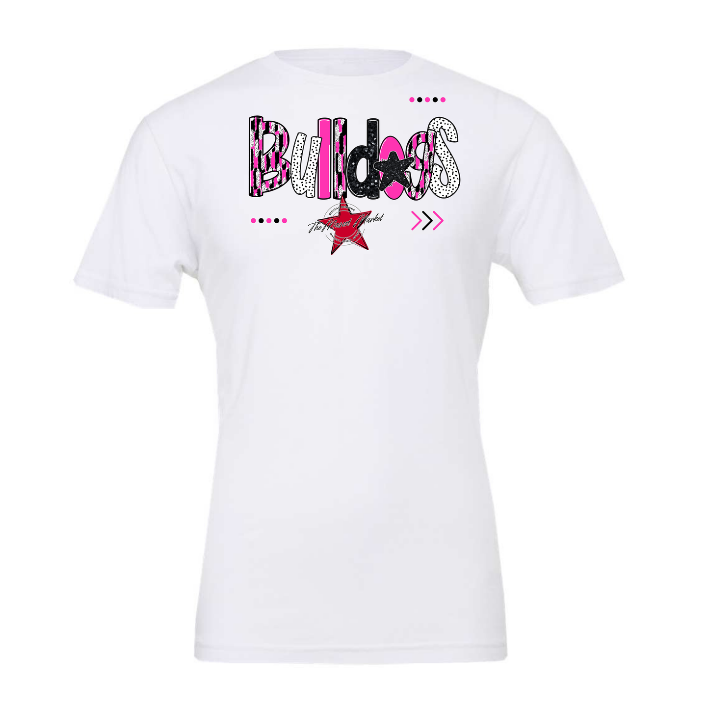 Bulldogs Brushstroke Alpha w Arrows-Pink