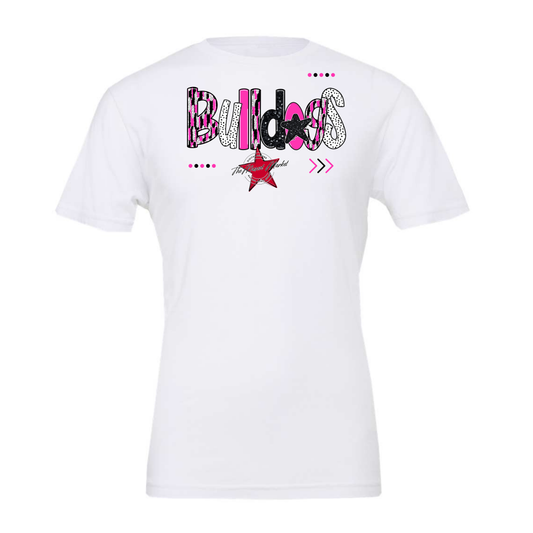 Bulldogs Brushstroke Alpha w Arrows-Pink