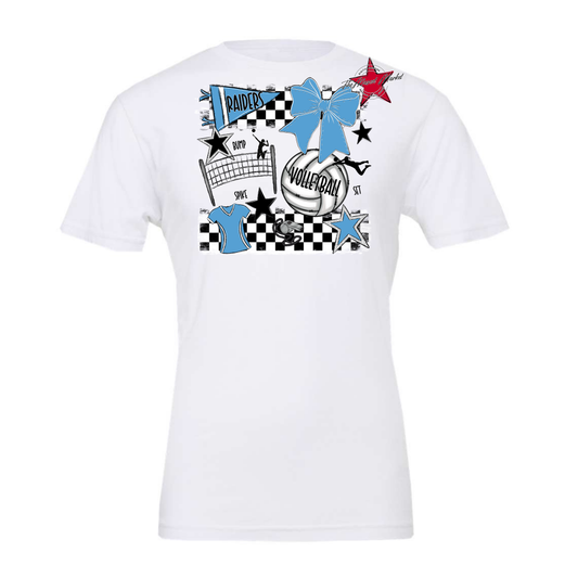 Raiders Volleyball Checkers Design-Carolina Blue