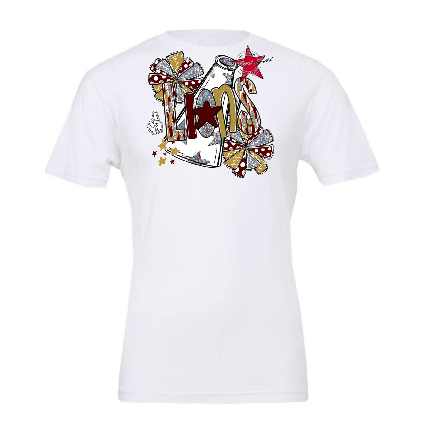 Lions Cheer Megaphone Scrape-Maroon-Gold