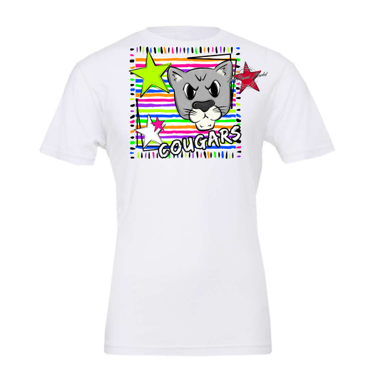 Cougars Mascot Frame-Neon White