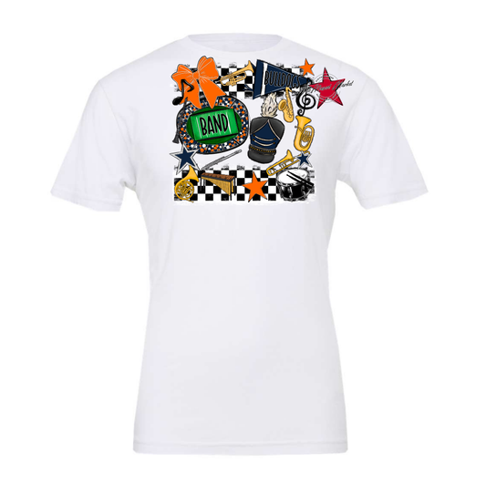 Bulldogs Checkers Band Spirit Design-Navy-Orange