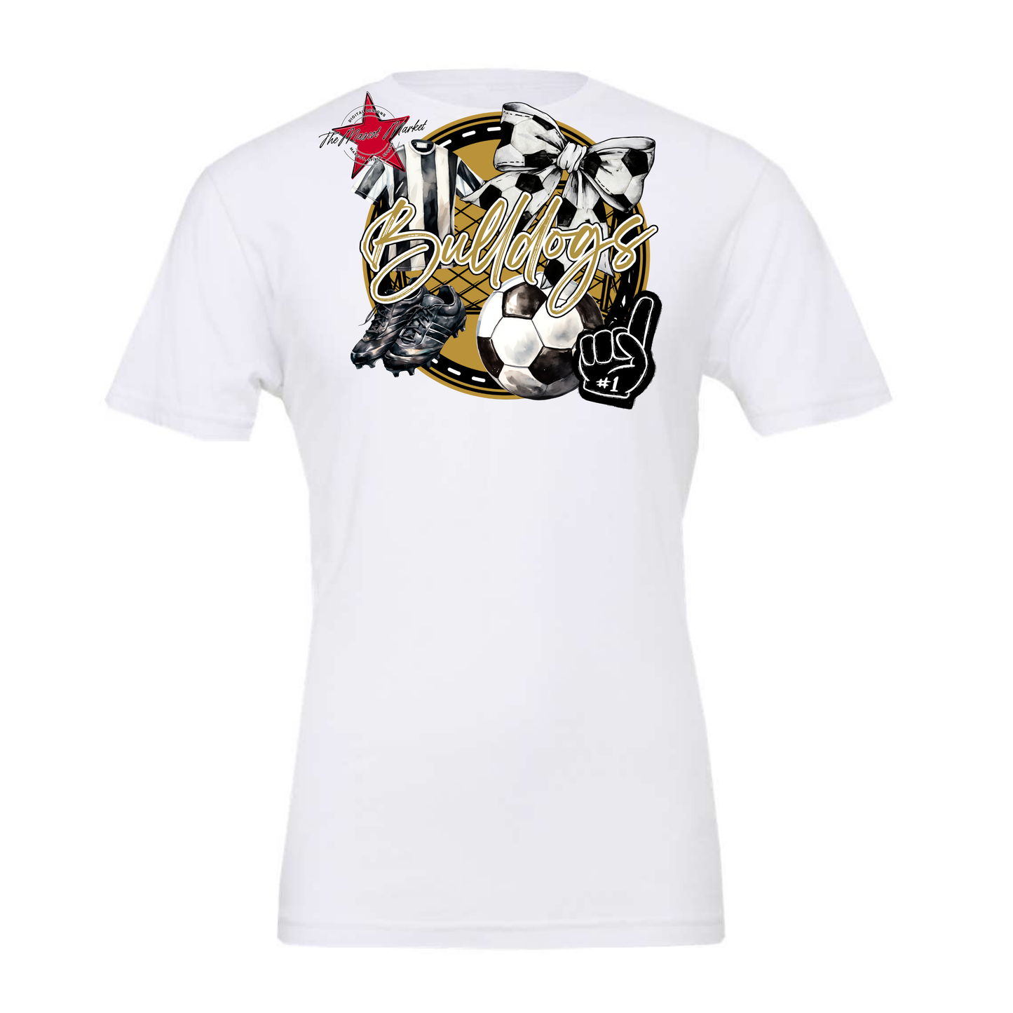 Bulldogs Circle Soccer Design-Gold