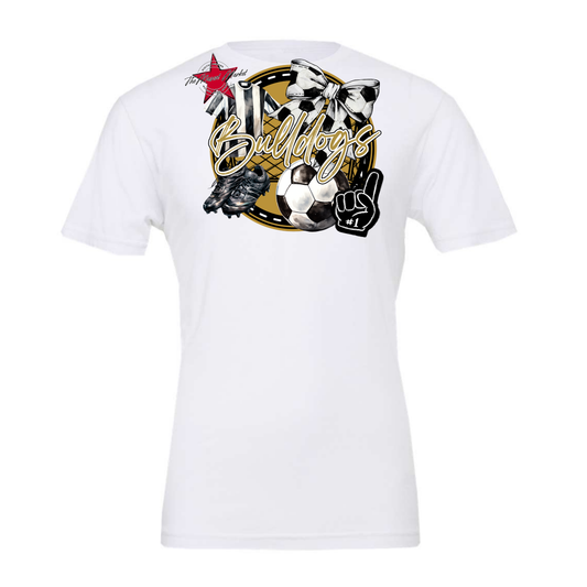 Bulldogs Circle Soccer Design-Gold