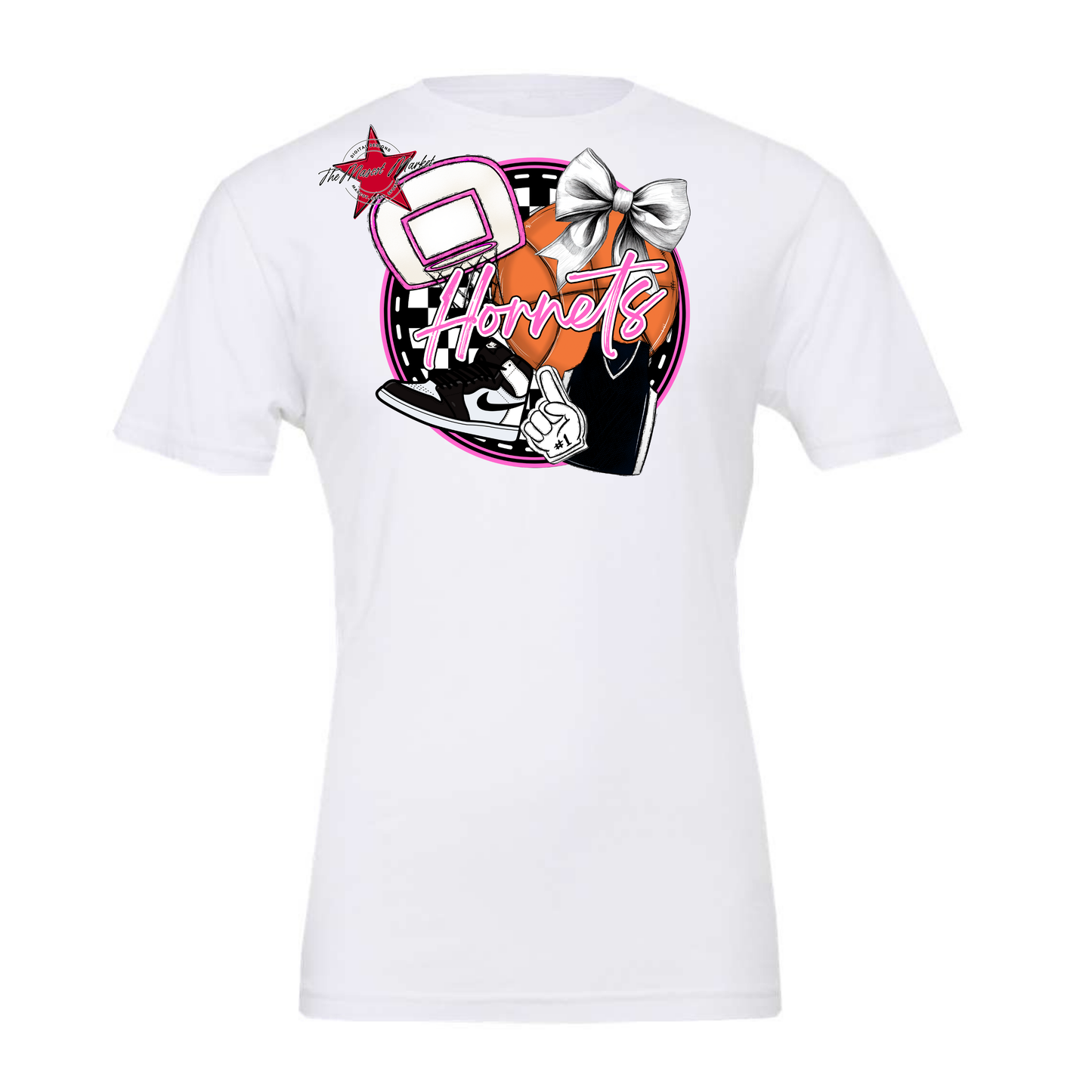 Hornets Circle Basketball Design-Baby Pink