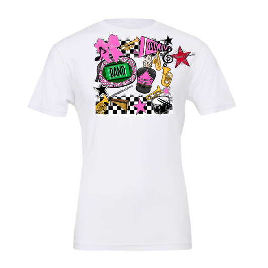 Cougars Checkers Band Spirit Design-Baby Pink