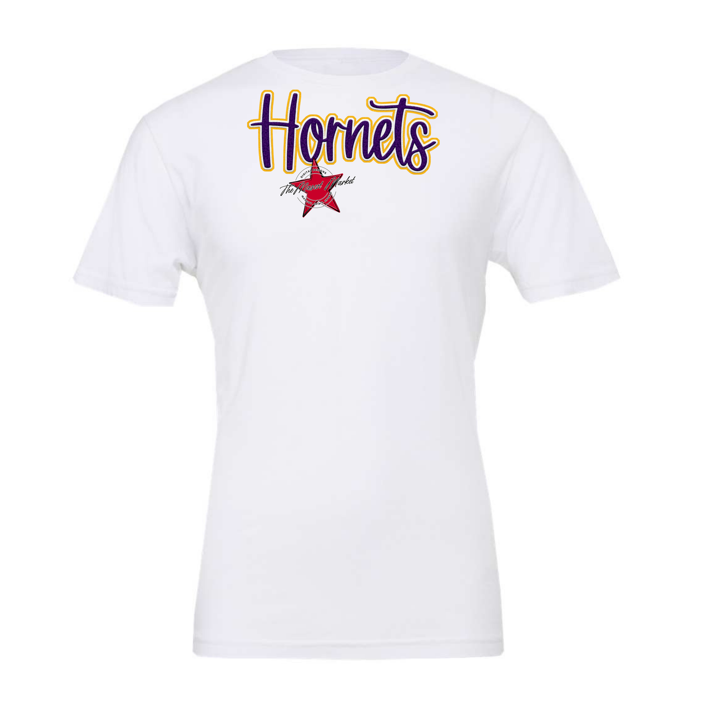 Hornets Faux Chenille Patch-Purple-Yellow