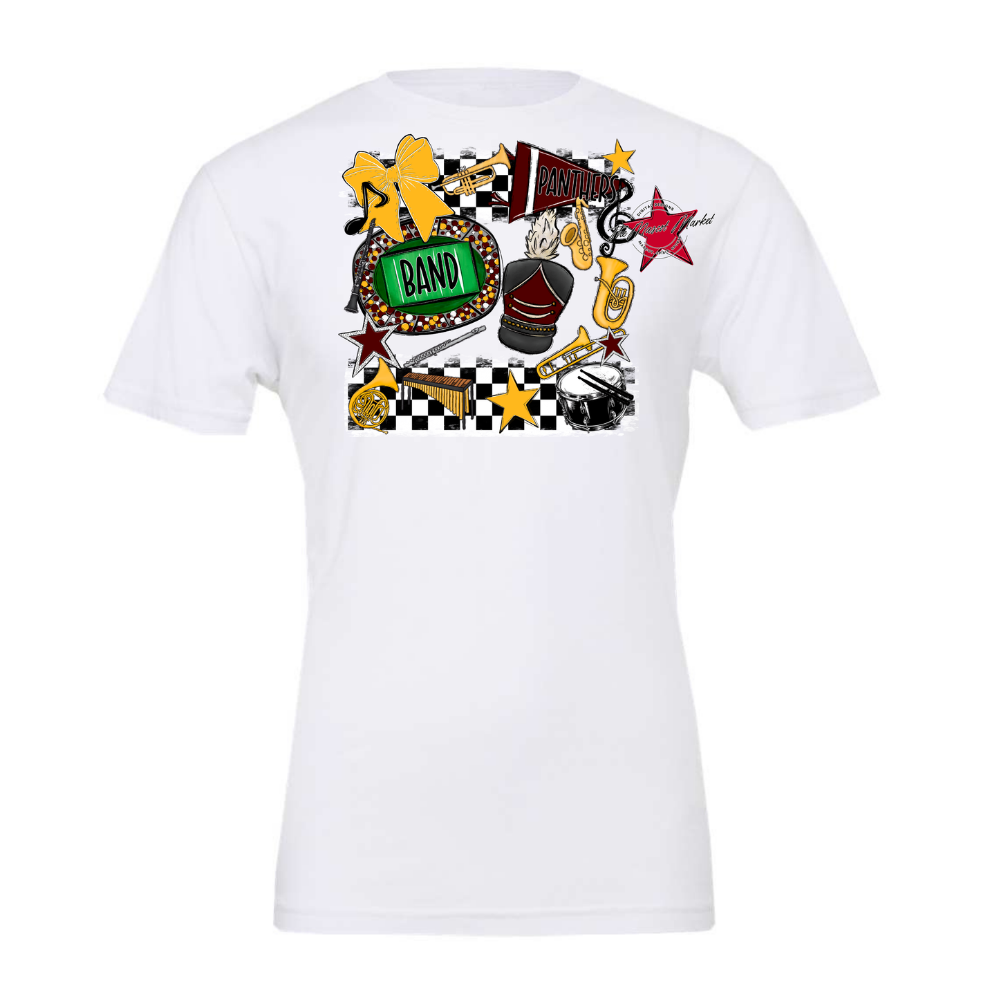 Panthers Checkers Band Spirit Design-Maroon-Yellow