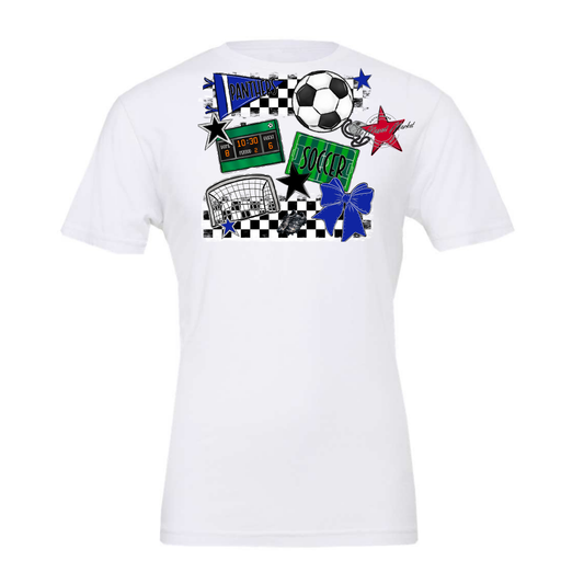 Panthers Checkers Soccer Spirit Design-Royal Blue