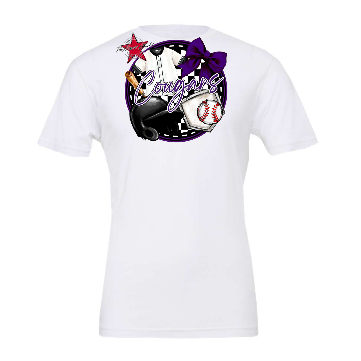 Cougars Circle Baseball Design-Purple