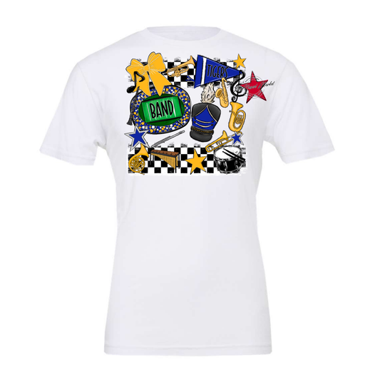 Tigers Checkers Band Spirit Design-Royal Blue-Yellow
