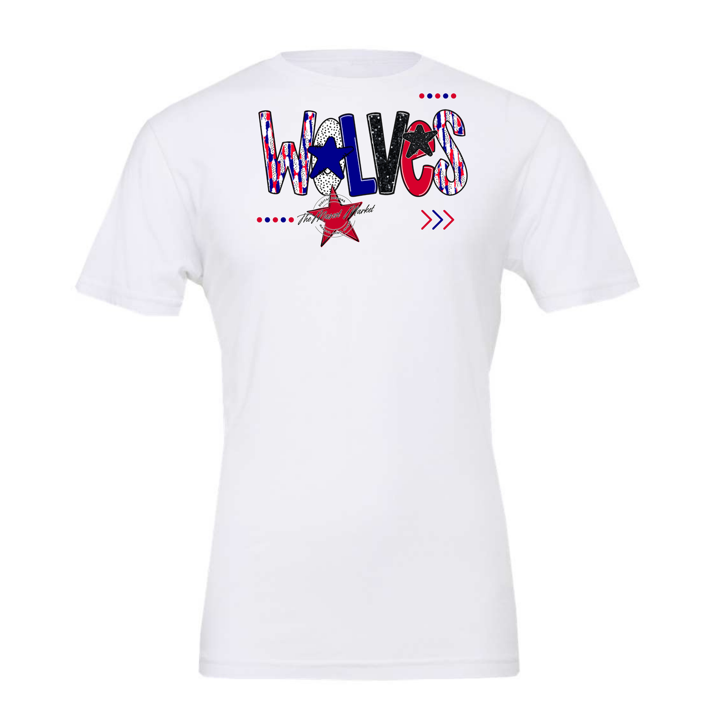 Wolves Brushstroke Alpha w Arrows-Blue-Red