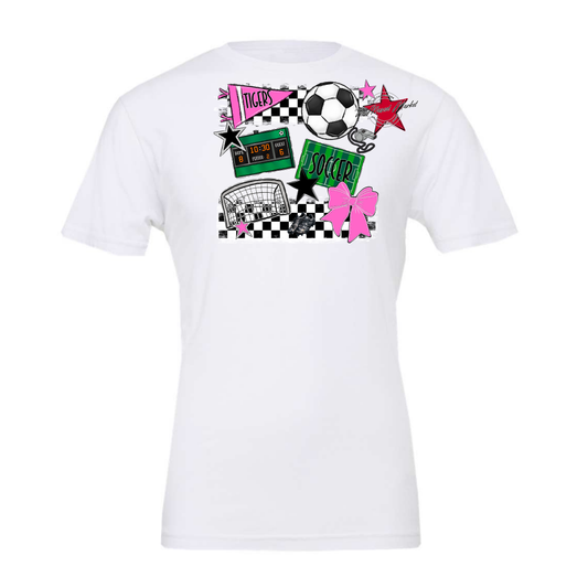 Tigers Checkers Soccer Spirit Design-Baby Pink