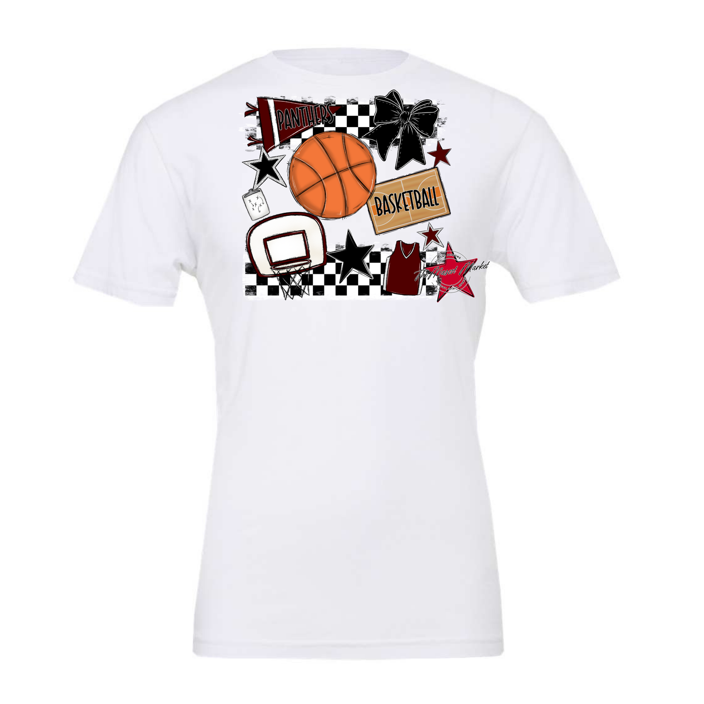 Panthers Checkers Basketball Spirit Design-Maroon