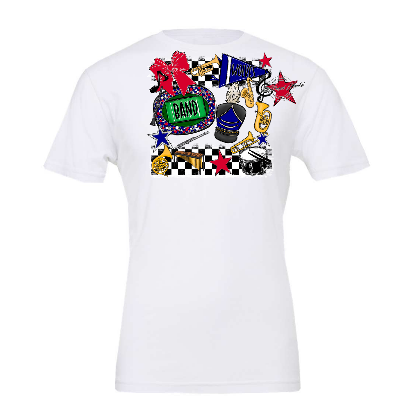 Wolves Checkers Band Spirit Design-Blue-Red