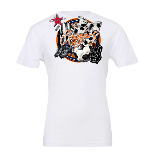 Cougars Circle Soccer Design-Navy-Orange