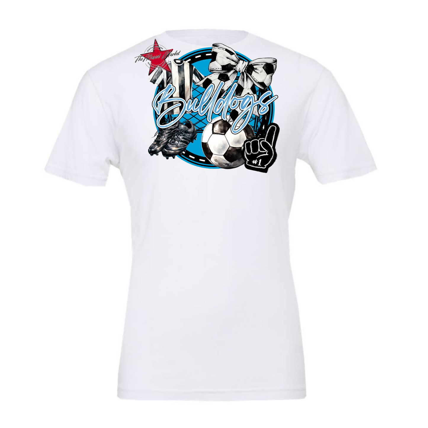 Bulldogs Circle Soccer Design-Carolina Blue