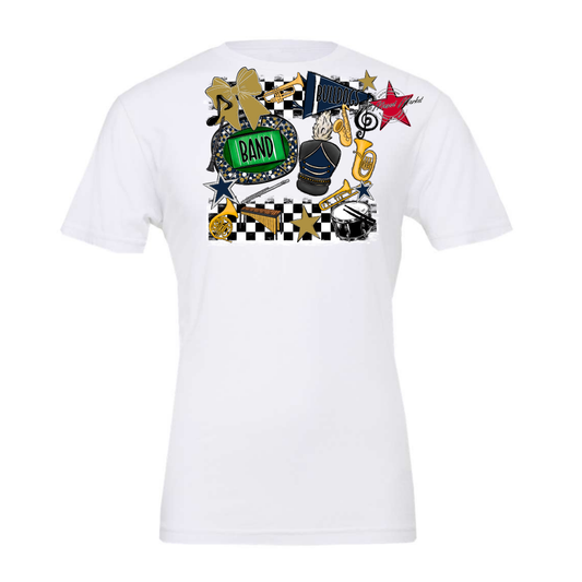 Bulldogs Checkers Band Spirit Design-Navy-Gold