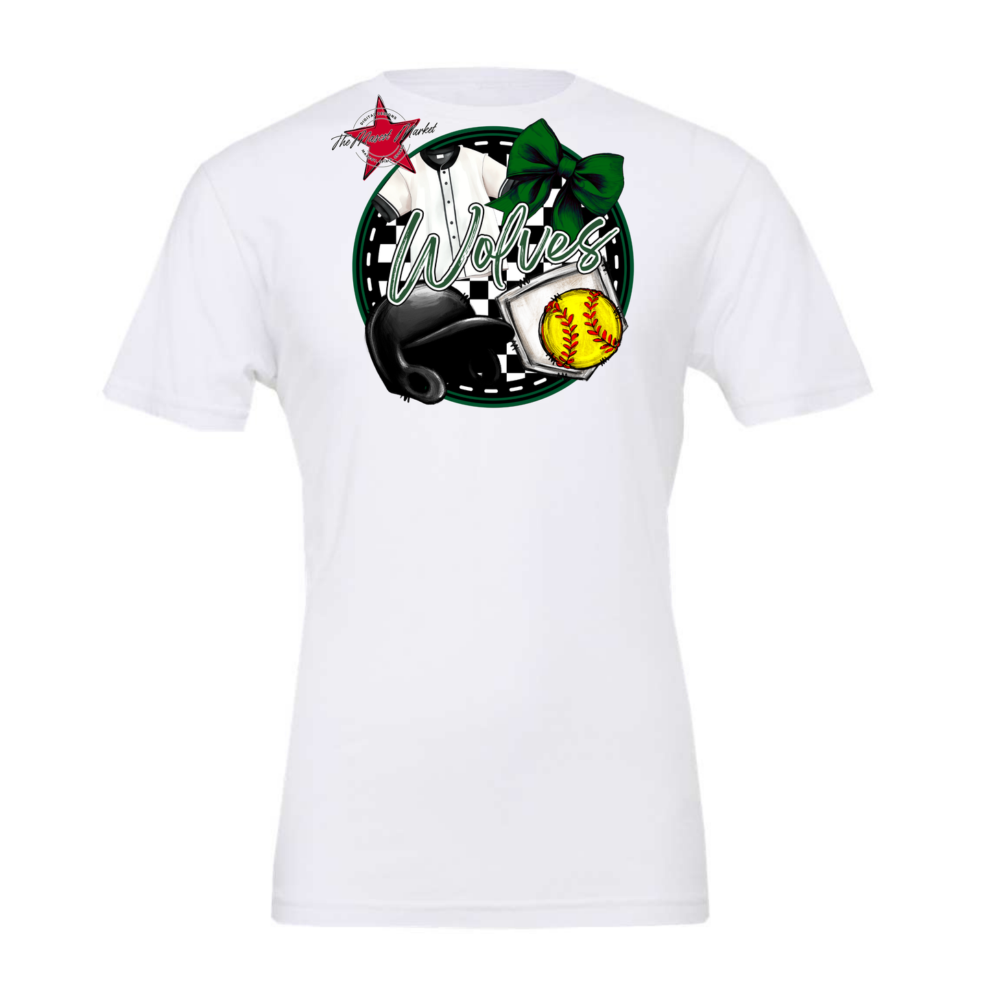 Wolves Circle Softball Design-Green