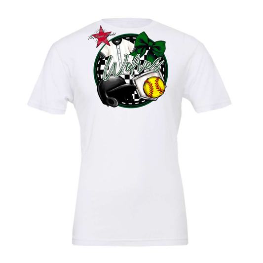 Wolves Circle Softball Design-Green