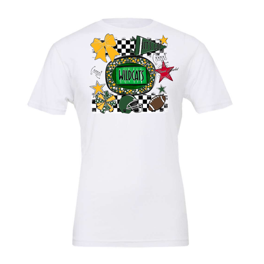 Wildcats Checkers Spirit Design-Green-Yellow
