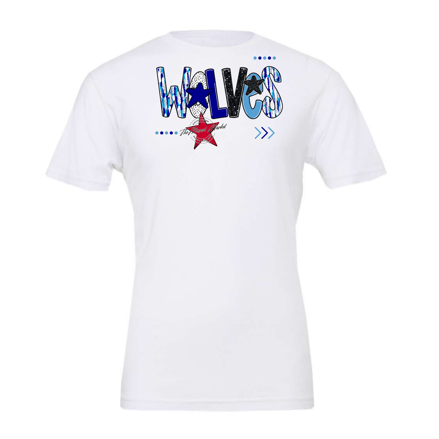 Wolves Brushstroke Alpha w Arrows-Blue-Carolina Blue