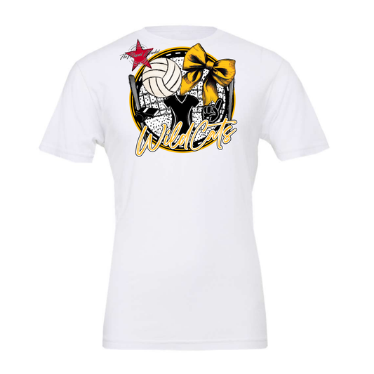 Wildcats Circle Volleyball Design-Yellow