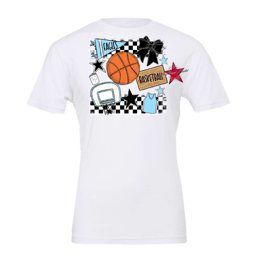Eagles Basketball Checkers Design-Columbia Blue