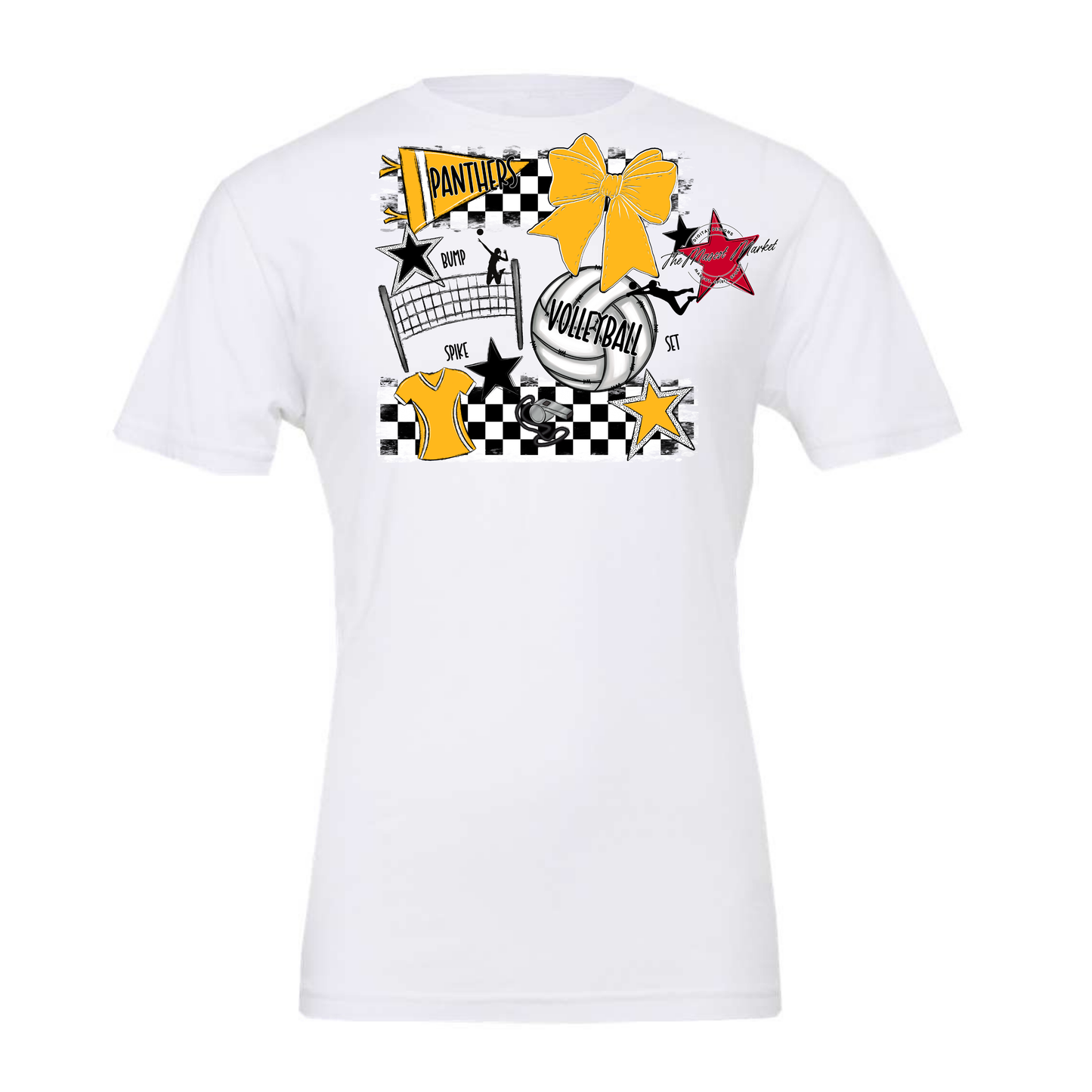 Panthers Checkers Volleyball Spirit Design-Yellow