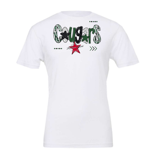 Cougars Brushstroke Alpha w Arrows-Green