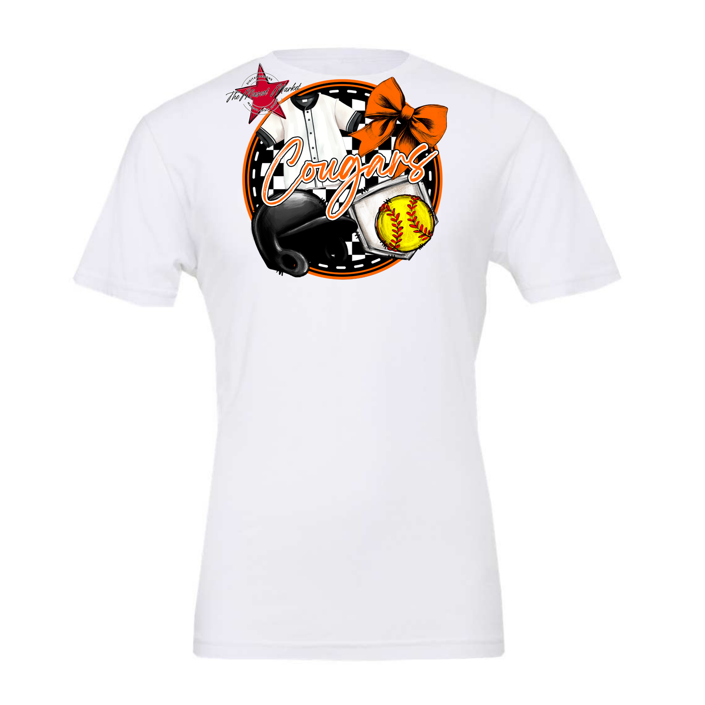 Cougars Circle Softball Design-Orange