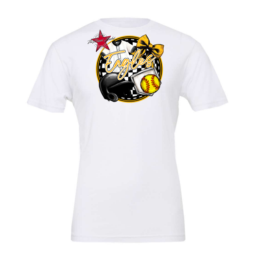 Eagles Circle Softball Design-Yellow