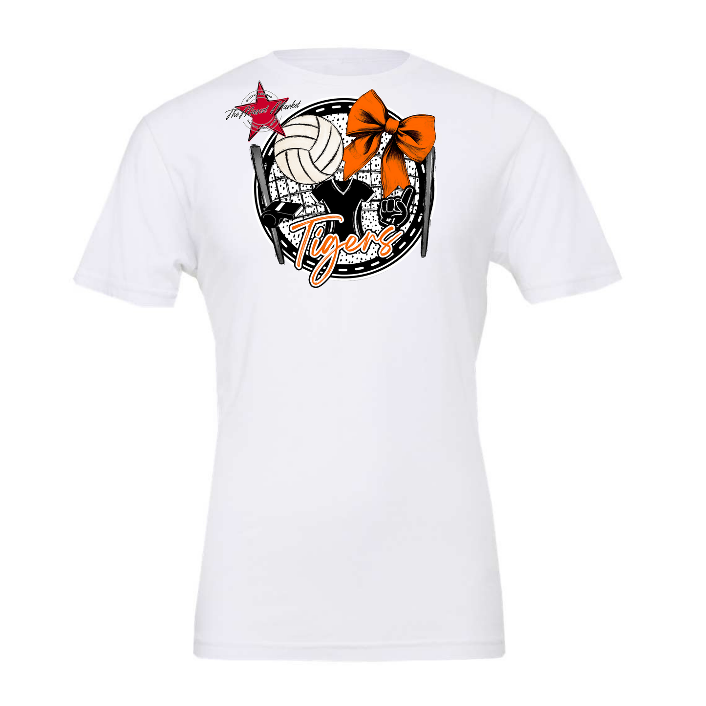Tigers Circle Volleyball Design-Orange